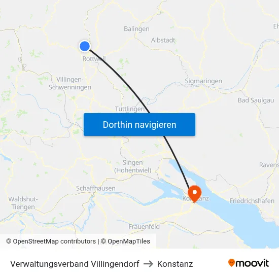 Verwaltungsverband Villingendorf to Konstanz map
