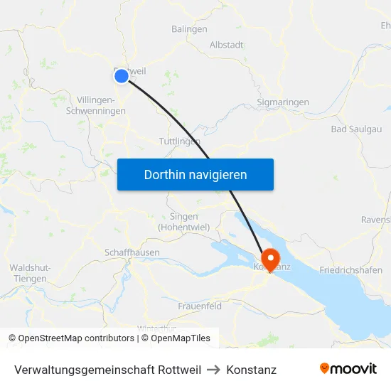 Verwaltungsgemeinschaft Rottweil to Konstanz map