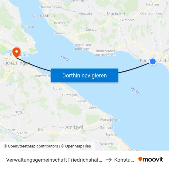 Verwaltungsgemeinschaft Friedrichshafen to Konstanz map