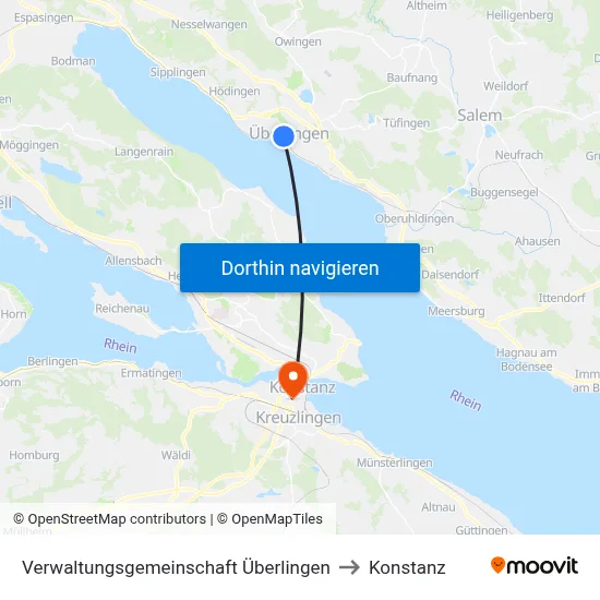 Verwaltungsgemeinschaft Überlingen to Konstanz map