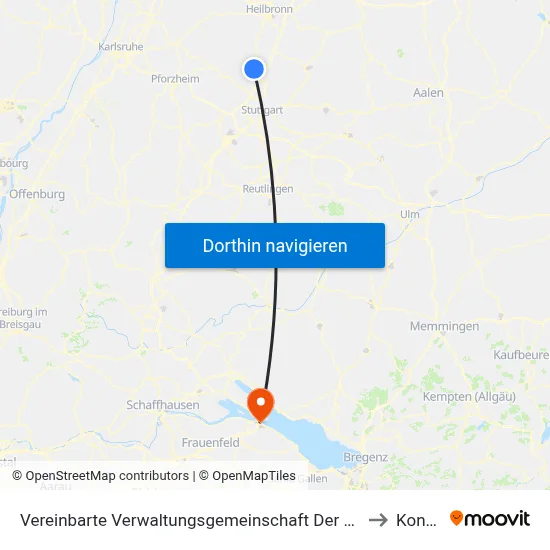 Vereinbarte Verwaltungsgemeinschaft Der Stadt Bietigheim-Bissingen to Konstanz map