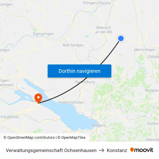 Verwaltungsgemeinschaft Ochsenhausen to Konstanz map