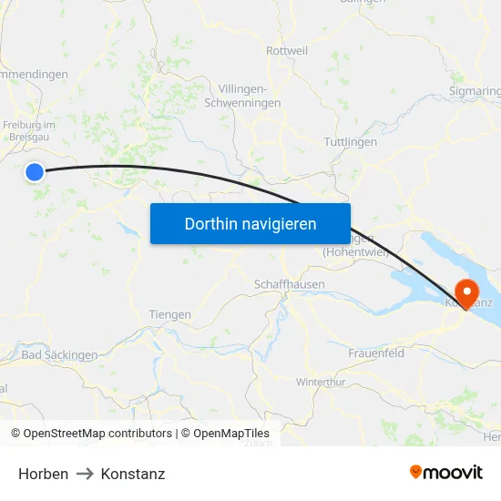 Horben to Konstanz map