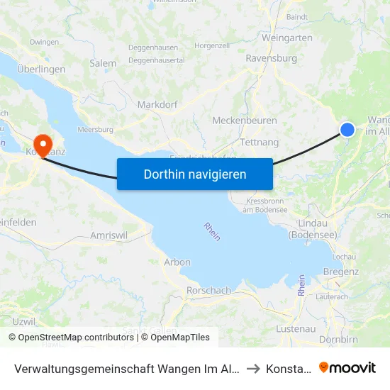 Verwaltungsgemeinschaft Wangen Im Allgäu to Konstanz map