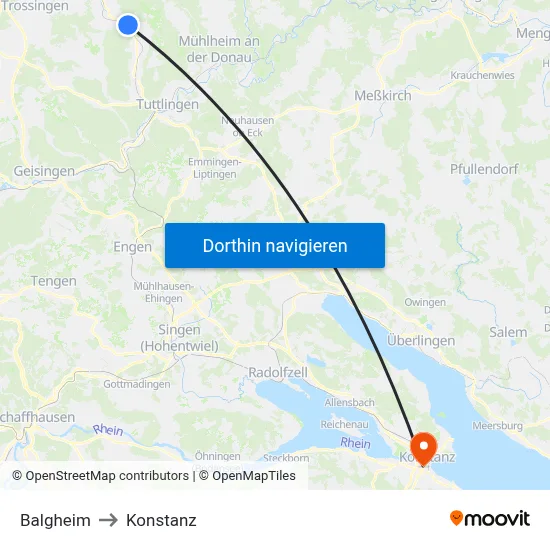 Balgheim to Konstanz map