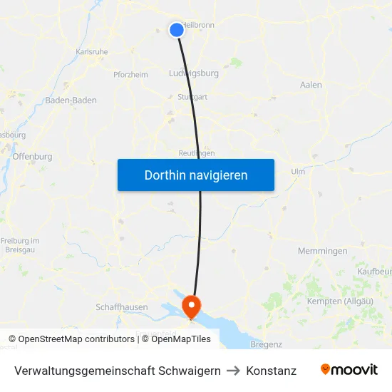 Verwaltungsgemeinschaft Schwaigern to Konstanz map