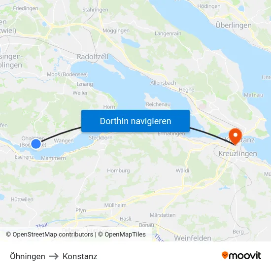 Öhningen to Konstanz map