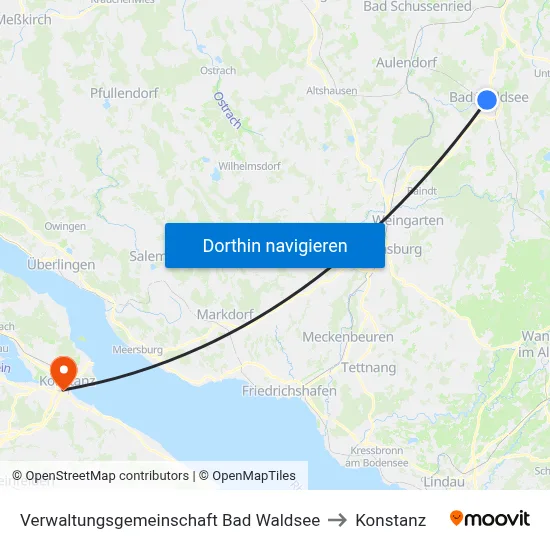 Verwaltungsgemeinschaft Bad Waldsee to Konstanz map