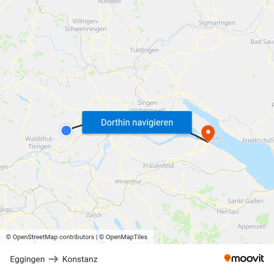 Eggingen to Konstanz map