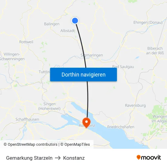 Gemarkung Starzeln to Konstanz map