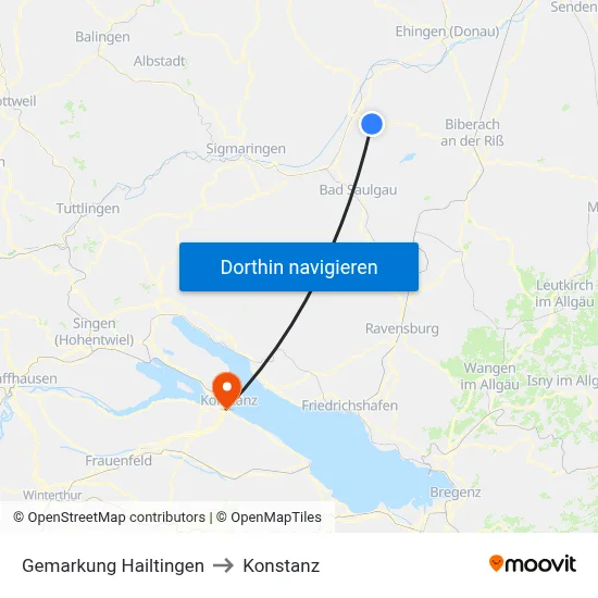 Gemarkung Hailtingen to Konstanz map