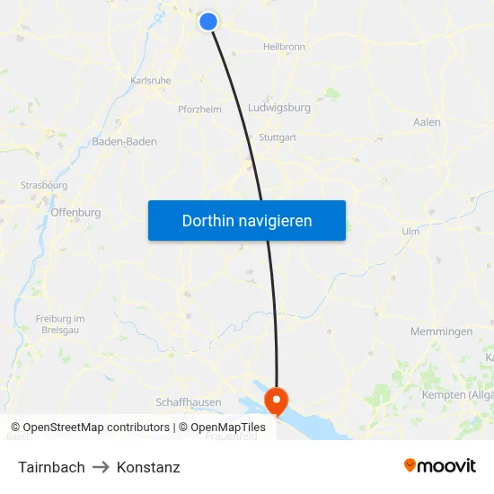 Tairnbach to Konstanz map