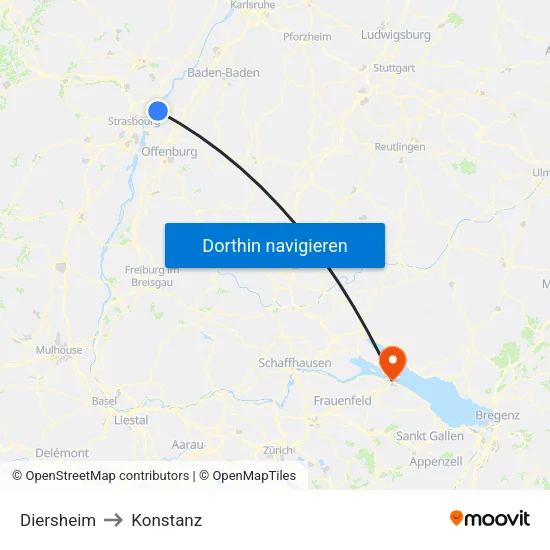 Diersheim to Konstanz map