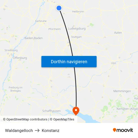 Waldangelloch to Konstanz map