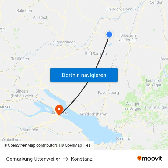 Gemarkung Uttenweiler to Konstanz map