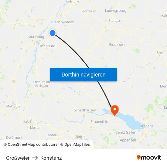 Großweier to Konstanz map