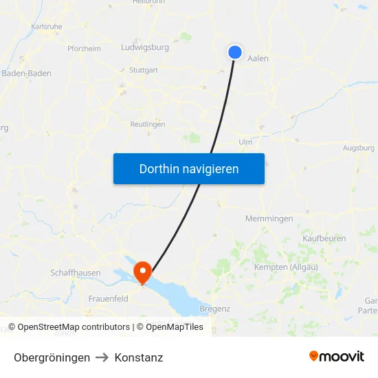 Obergröningen to Konstanz map