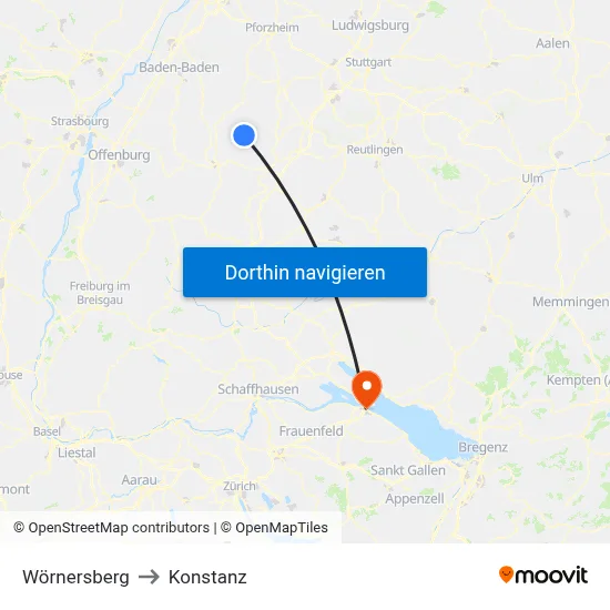 Wörnersberg to Konstanz map