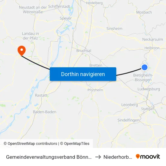 Gemeindeverwaltungsverband Bönnigheim to Niederhorbach map
