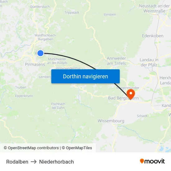 Rodalben to Niederhorbach map
