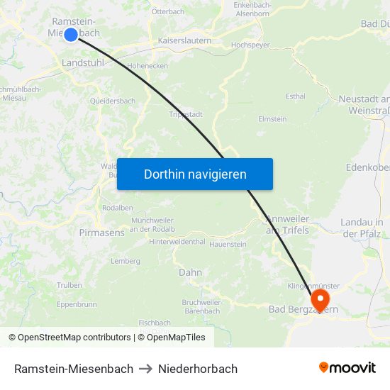 Ramstein-Miesenbach to Niederhorbach map