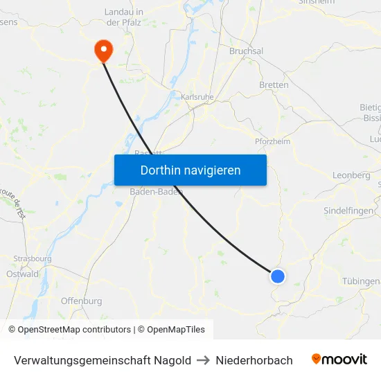 Verwaltungsgemeinschaft Nagold to Niederhorbach map