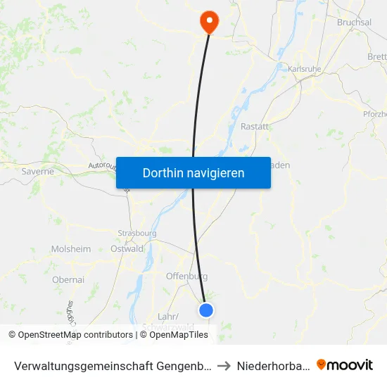 Verwaltungsgemeinschaft Gengenbach to Niederhorbach map