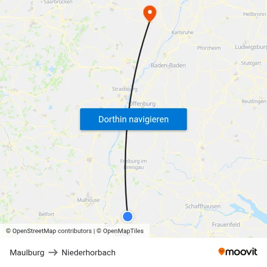Maulburg to Niederhorbach map