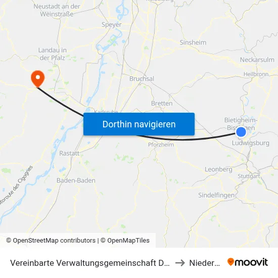 Vereinbarte Verwaltungsgemeinschaft Der Stadt Bietigheim-Bissingen to Niederhorbach map
