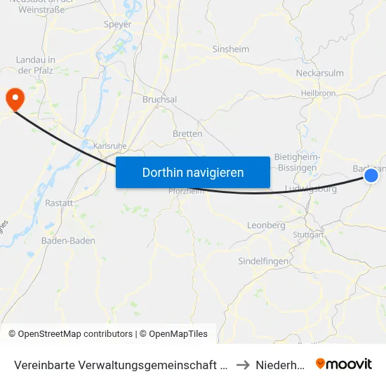 Vereinbarte Verwaltungsgemeinschaft Der Stadt Backnang to Niederhorbach map