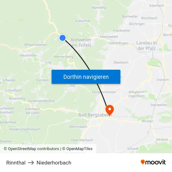 Rinnthal to Niederhorbach map