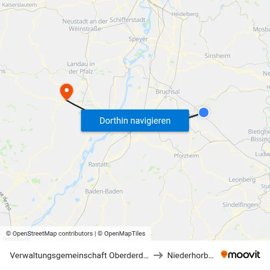 Verwaltungsgemeinschaft Oberderdingen to Niederhorbach map