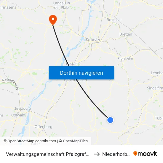 Verwaltungsgemeinschaft Pfalzgrafenweiler to Niederhorbach map