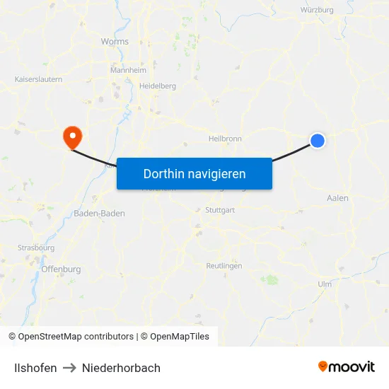 Ilshofen to Niederhorbach map