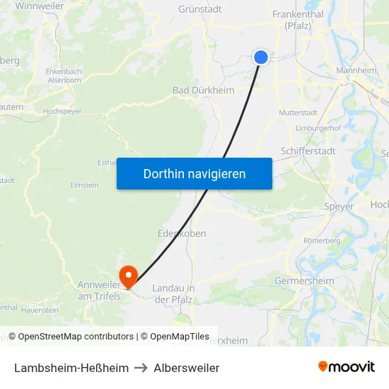 Lambsheim-Heßheim to Albersweiler map
