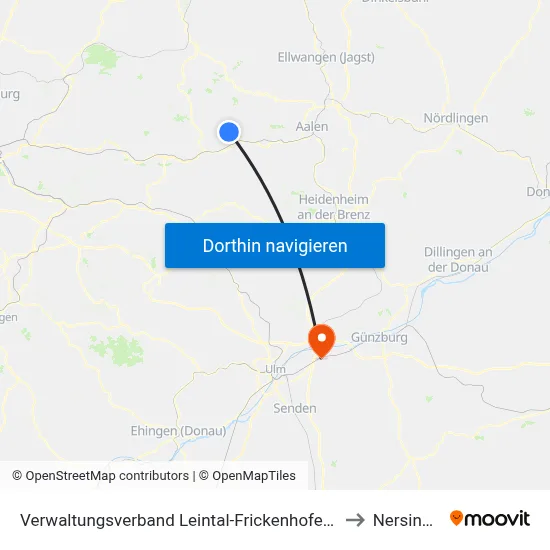 Verwaltungsverband Leintal-Frickenhofer Höhe to Nersingen map