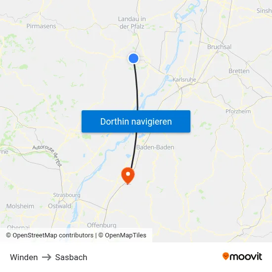 Winden to Sasbach map