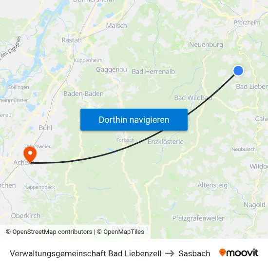Verwaltungsgemeinschaft Bad Liebenzell to Sasbach map