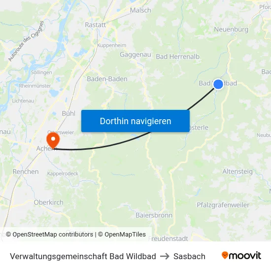 Verwaltungsgemeinschaft Bad Wildbad to Sasbach map
