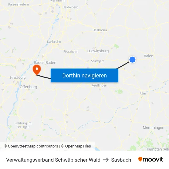 Verwaltungsverband Schwäbischer Wald to Sasbach map
