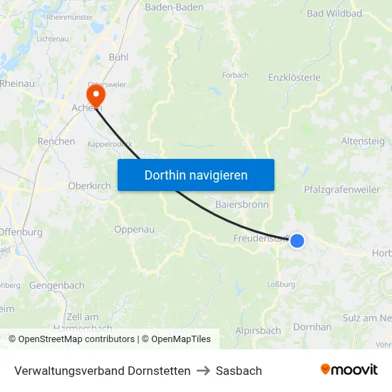 Verwaltungsverband Dornstetten to Sasbach map