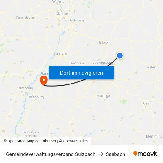 Gemeindeverwaltungsverband Sulzbach to Sasbach map