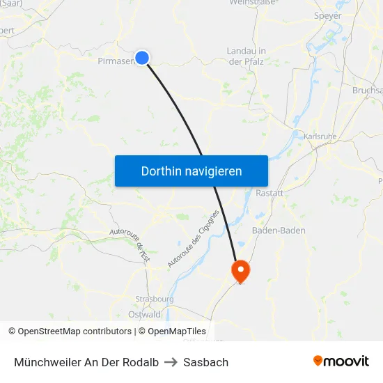 Münchweiler An Der Rodalb to Sasbach map