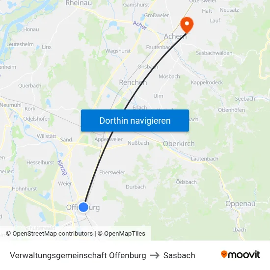 Verwaltungsgemeinschaft Offenburg to Sasbach map