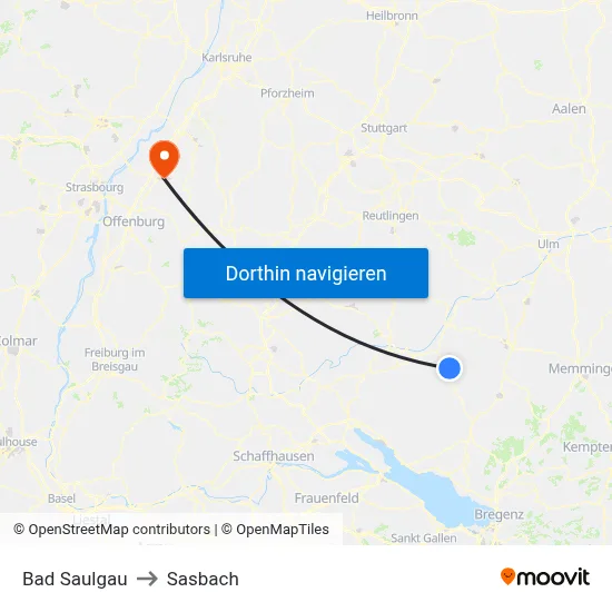 Bad Saulgau to Sasbach map