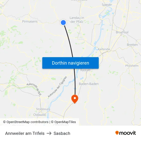 Annweiler am Trifels to Sasbach map