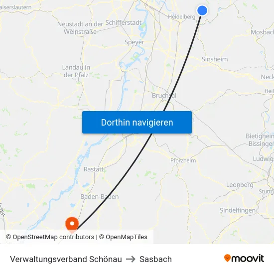 Verwaltungsverband Schönau to Sasbach map
