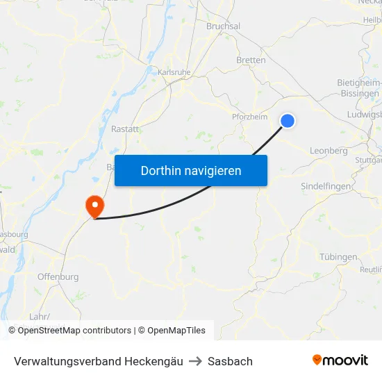 Verwaltungsverband Heckengäu to Sasbach map