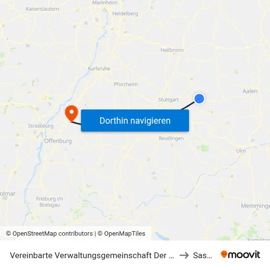 Vereinbarte Verwaltungsgemeinschaft Der Stadt Schorndorf to Sasbach map