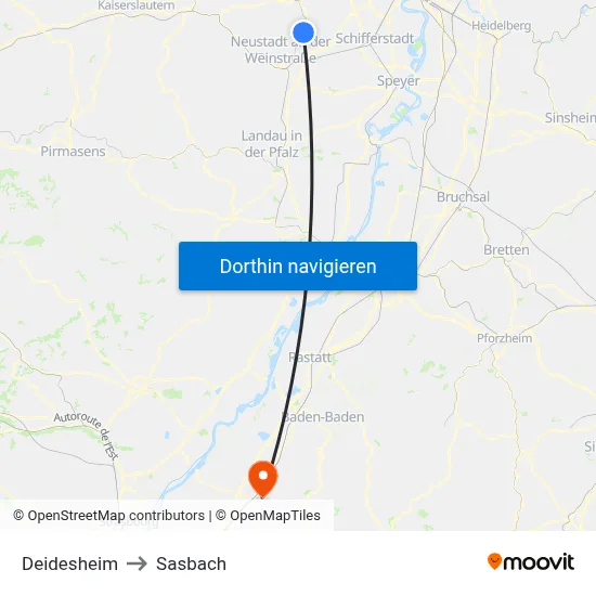 Deidesheim to Sasbach map